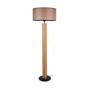 Brinova RIFLET Stehlampe, geölte Eiche/Schwarz, braun-schwarz-goldener Schirm, 1×E27, Ø50 cm small 0
