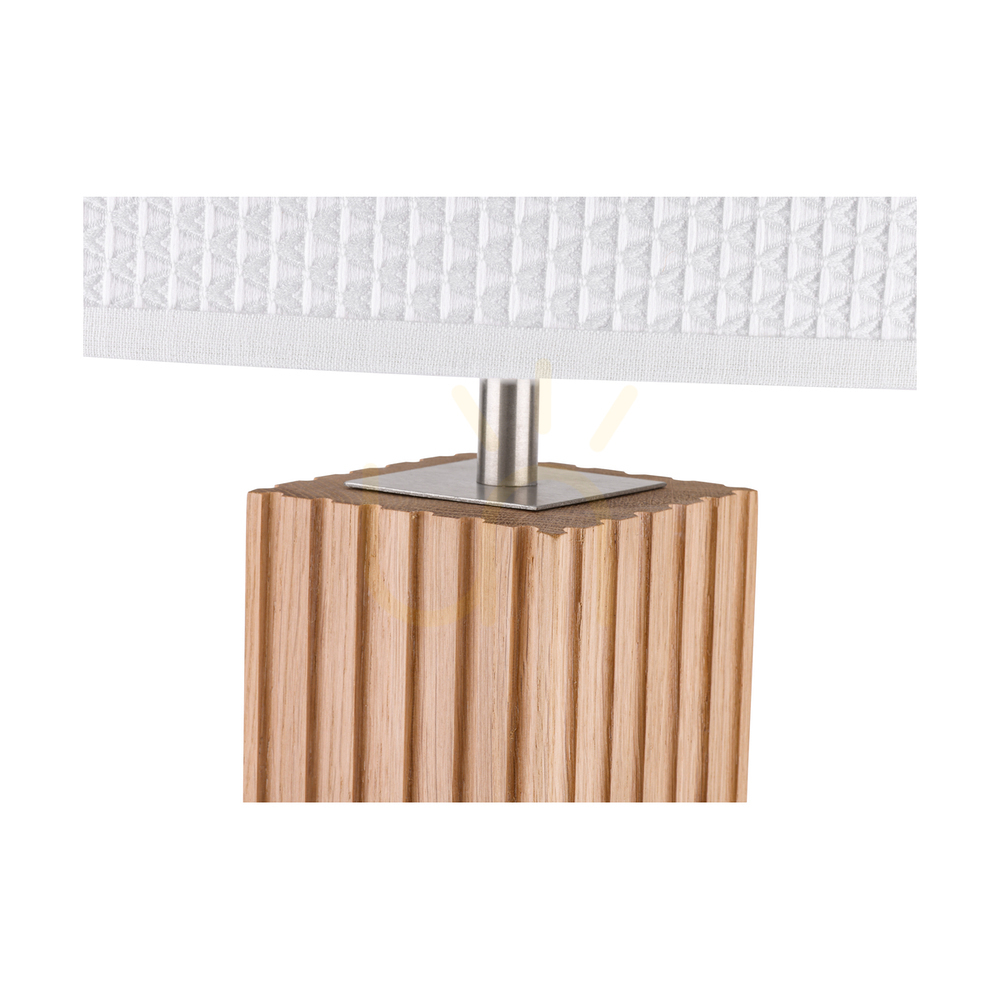 Vorschau Riflet Stehlampe, geölte Eiche/mattes Nickel, weißer Lampenschirm, 1xE27, Ø 50 cm Riflet Stehlampe, geölte Eiche/mattes Nickel, weißer Lampenschirm, 1xE27, Ø 50 cm