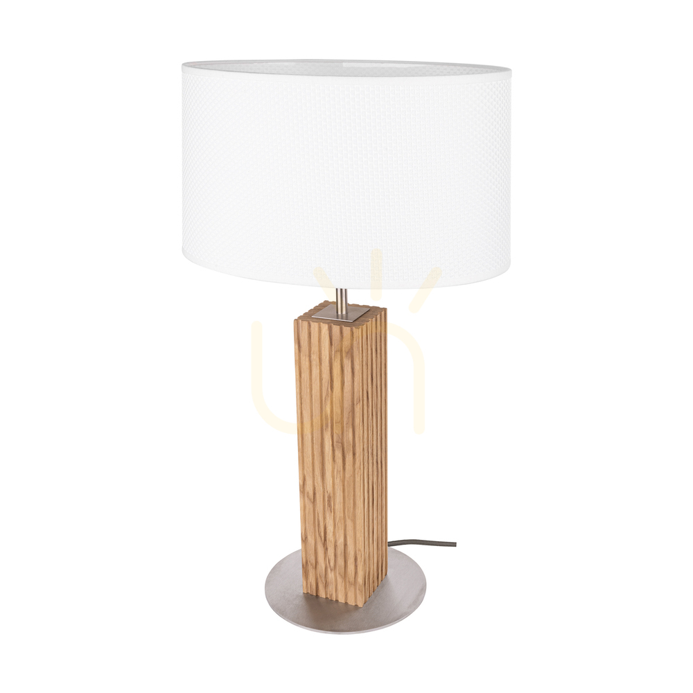 Prüfen Riflet Tischlampe, geölte Eiche/mattes Nickel, weißer Lampenschirm, 1xE27, 36 cm Riflet Tischlampe, geölte Eiche/mattes Nickel, weißer Lampenschirm, 1xE27, 36 cm