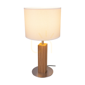 Riflet Tischlampe, geölte Eiche/mattes Nickel, cremefarbener und silberner Lampenschirm, 1xE27, Ø 22 cm small 1