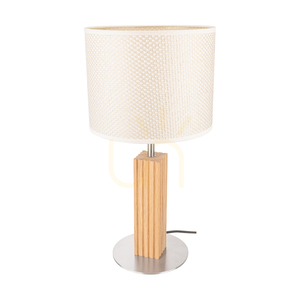 Riflet Tischlampe, geölte Eiche/mattes Nickel, cremefarbener und silberner Lampenschirm, 1xE27, Ø 22 cm small 0