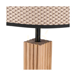 Riflet Tischlampe, geölte Eiche/Schwarz, braun-schwarz-goldener Lampenschirm, 1xE27, Ø 22 cm small 2