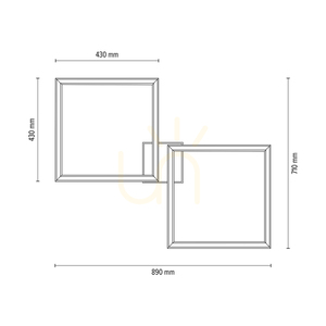Ramme Deckenleuchte / Wandleuchte, geölte Eiche/Schwarz, 2xLED, 48 W, 89 cm small 4