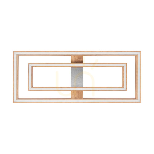 Prüfen Ramme Deckenleuchte / Wandleuchte, geölte Eiche/mattes Nickel, 2xLED, 55,5 W, 83,7 cm