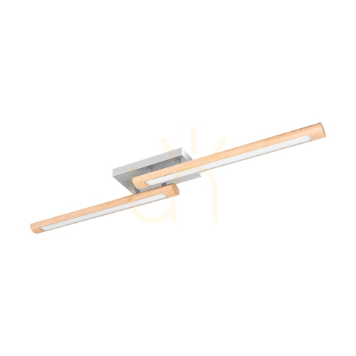 Prüfen Razmus Deckenleuchte, geölte Eiche/mattes Nickel, 2×LED, 31 W, 107 cm