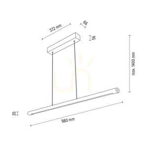 Razmus Pendelleuchte, geölte Eiche/Schwarz, 1xLED 28 W, Up&amp;Down, 98 cm small 3