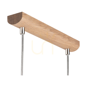 Mercedes Pendelleuchte, geölte Eiche/mattes Nickel, cremefarbener und silberner Schirm, 3xE27, 91 cm small 2