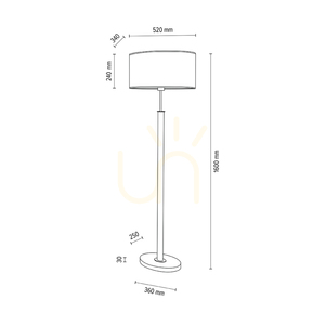 Mercedes Stehlampe, geölte Eiche/mattes Nickel, weißer Lampenschirm, 1xE27, 52 cm small 4
