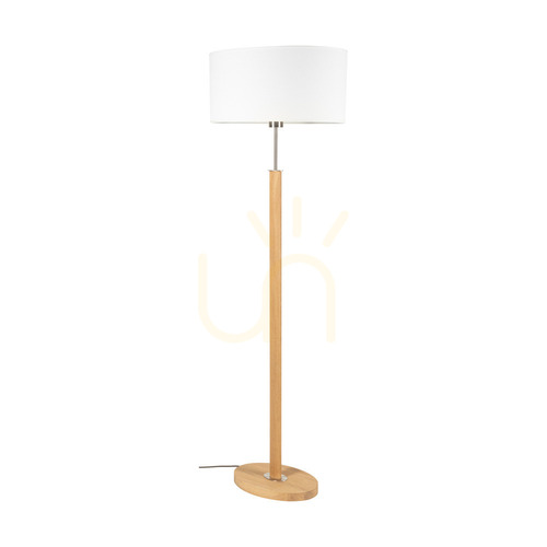 Prüfen Mercedes Stehlampe, geölte Eiche/mattes Nickel, weißer Lampenschirm, 1xE27, 52 cm