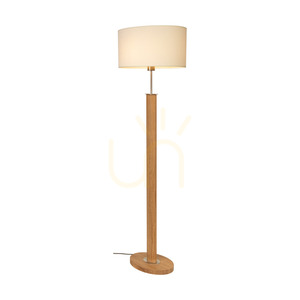 Mercedes Stehlampe, geölte Eiche/mattes Nickel, weißer Lampenschirm, 1xE27, 52 cm small 1