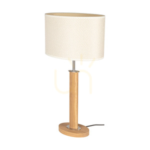Mercedes-Tischlampe, geölte Eiche/mattes Nickel, cremefarbener und silberner Lampenschirm, 1xE27, 36 cm small 0