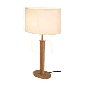 Mercedes-Tischlampe, geölte Eiche/mattes Nickel, weißer Lampenschirm, 1xE27, 36 cm small 1