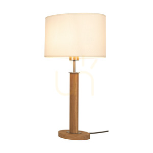 Mercedes-Tischlampe, geölte Eiche/mattes Nickel, weißer Lampenschirm, 1xE27, 36 cm small 2