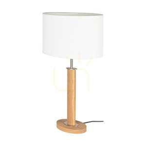 Mercedes-Tischlampe, geölte Eiche/mattes Nickel, weißer Lampenschirm, 1xE27, 36 cm small 0