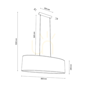 Mercedes-Pendelleuchte, geölte Eiche, braun-schwarz-goldener Lampenschirm, 2xE27, 80 cm small 3