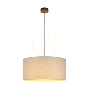 Mercedes-Hängeleuchte, geölte Eiche, cremefarbener und silberner Lampenschirm, 1xE27, Ø 50 cm small 1