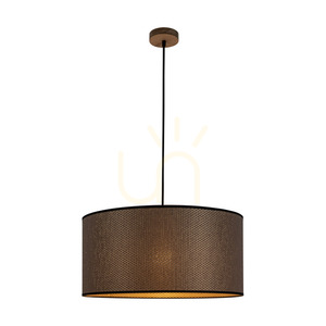 Mercedes-Hängeleuchte, geölte Eiche, braun-schwarz-goldener Lampenschirm, 1xE27, Ø 50 cm small 1