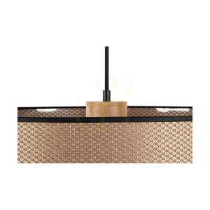 Mercedes-Hängeleuchte, geölte Eiche, braun-schwarz-goldener Lampenschirm, 1xE27, Ø 50 cm small 2