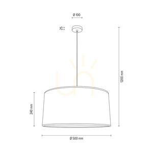 Mercedes-Hängeleuchte, geölte Eiche, braun-schwarz-goldener Lampenschirm, 1xE27, Ø 50 cm small 3
