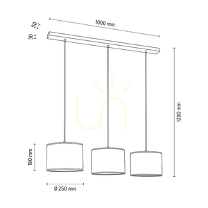 Mercedes-Pendelleuchte, geölte Eiche, cremefarbener und silberner Lampenschirm, 3xE27, 100 cm small 4
