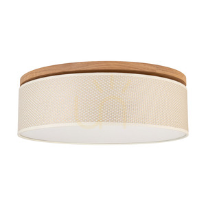 Brinova Mercedes Deckenleuchte – geölte Eiche, creme-silberner Schirm, 3×E27, Ø48 cm small 0