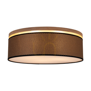 Mercedes-Deckenleuchte, geölte Eiche, braun-schwarz-goldener Lampenschirm, 3xE27, Ø 48 cm 1 Mercedes-Deckenleuchte, geölte Eiche, braun-schwarz-goldener Lampenschirm, 3xE27, Ø 48 cm small 1