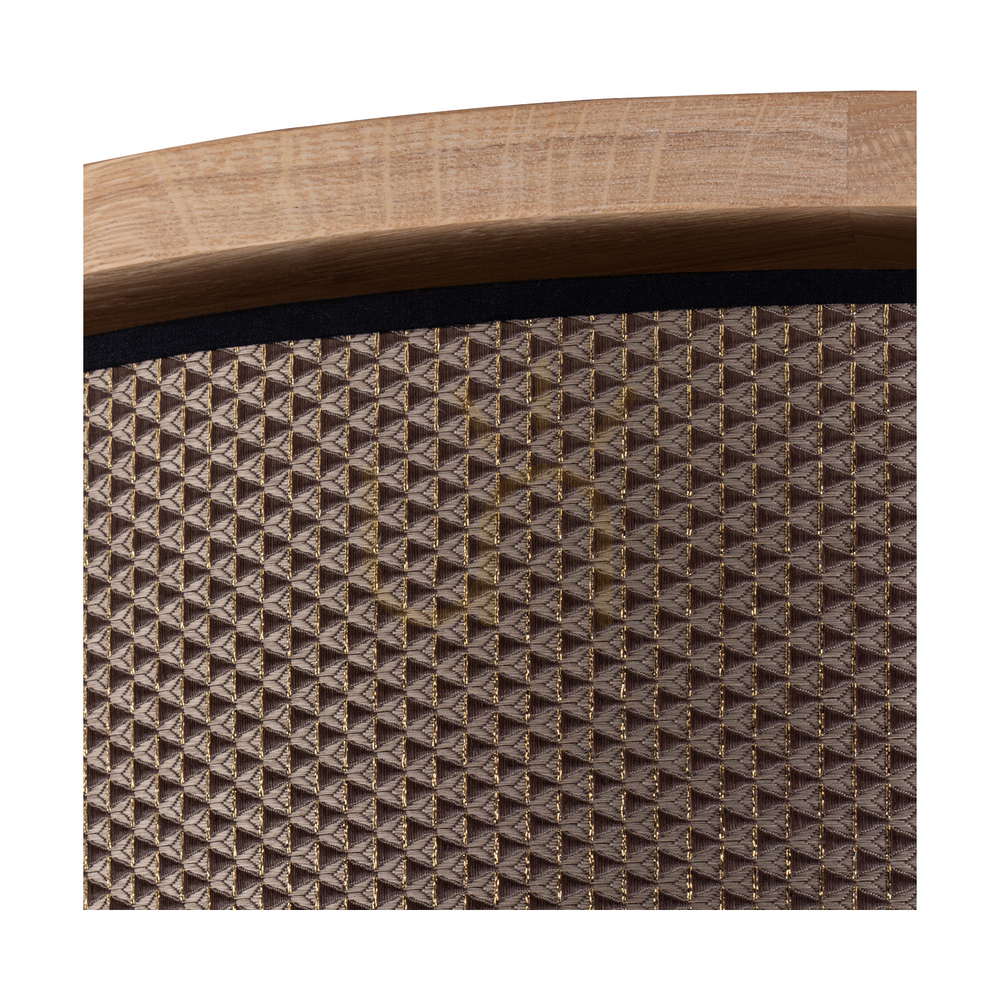 Vorschau Mercedes-Deckenleuchte, geölte Eiche, braun-schwarz-goldener Lampenschirm, 3xE27, Ø 48 cm Mercedes-Deckenleuchte, geölte Eiche, braun-schwarz-goldener Lampenschirm, 3xE27, Ø 48 cm