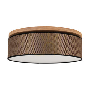Mercedes-Deckenleuchte, geölte Eiche, braun-schwarz-goldener Lampenschirm, 3xE27, Ø 48 cm 0 Mercedes-Deckenleuchte, geölte Eiche, braun-schwarz-goldener Lampenschirm, 3xE27, Ø 48 cm small 0