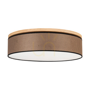 Mercedes-Deckenleuchte, geölte Eiche, braun-schwarz-goldener Lampenschirm, 4xE27, Ø 58 cm small 0