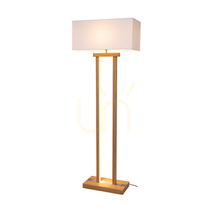 Hakon Stehlampe, geölte Eiche/mattes Nickel, weißer Lampenschirm, 1xE27 + 2xLED 40 W, 56 cm small 1