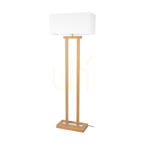 Hakon Stehlampe, geölte Eiche/mattes Nickel, weißer Lampenschirm, 1xE27 + 2xLED 40 W, 56 cm small 0