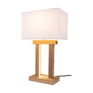 Hakon Tischlampe, geölte Eiche/mattes Nickel, weißer Lampenschirm, 1xE27 + 2xLED 40 W, 35 cm small 1