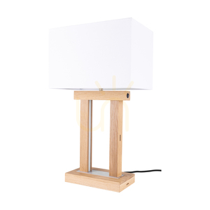 Hakon Tischlampe, geölte Eiche/mattes Nickel, weißer Lampenschirm, 1xE27 + 2xLED 40 W, 35 cm small 0