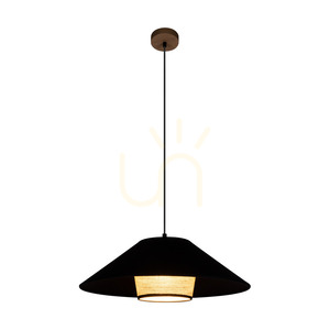 Amigo Pendelleuchte, geölte Eiche, beige/schwarzer Schirm, 1xE27, Ø 50 cm small 1