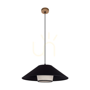 Amigo Pendelleuchte, geölte Eiche, beige/schwarzer Schirm, 1xE27, Ø 50 cm small 0