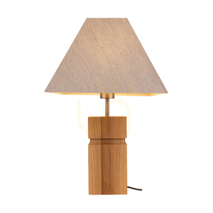 Tischlampe „Forte“, geölte Eiche/mattes Nickel, beiger Lampenschirm, 1xE27, 35 cm small 1