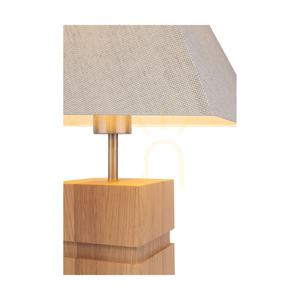 Tischlampe „Forte“, geölte Eiche/mattes Nickel, beiger Lampenschirm, 1xE27, 35 cm small 2