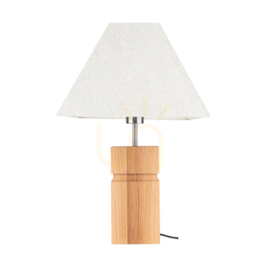 Tischlampe „Forte“, geölte Eiche/mattes Nickel, beiger Lampenschirm, 1xE27, 35 cm small 0