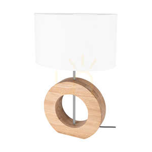 Logan Tischlampe, geölte Eiche/mattes Nickel, weißer Lampenschirm, 1xE27, 36 cm small 0