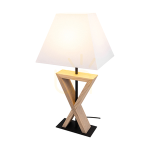 Logan Tischlampe, geölte Eiche/Schwarz, weißer Lampenschirm, 1xE27, 30 cm small 1