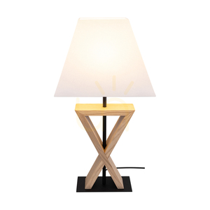 Logan Tischlampe, geölte Eiche/Schwarz, weißer Lampenschirm, 1xE27, 30 cm small 2