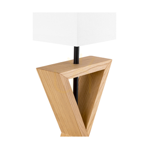 Logan Tischlampe, geölte Eiche/Schwarz, weißer Lampenschirm, 1xE27, 30 cm small 3