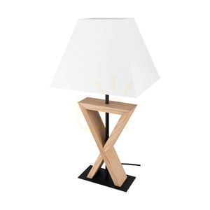 Logan Tischlampe, geölte Eiche/Schwarz, weißer Lampenschirm, 1xE27, 30 cm small 0