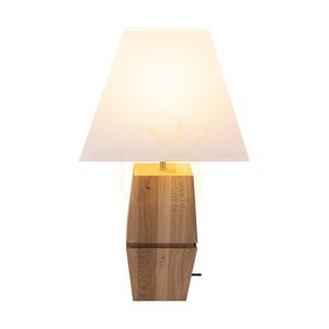 Logan Tischlampe, geölte Eiche/mattes Nickel, weißer Lampenschirm, 1xE27, 30 cm small 2