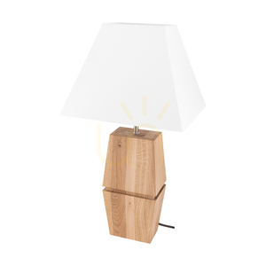 Logan Tischlampe, geölte Eiche/mattes Nickel, weißer Lampenschirm, 1xE27, 30 cm small 0