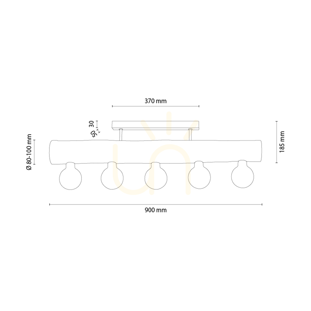 Aussicht Core Deckenleuchte, Braun/Schwarz, 5xE27, 90 cm Core Deckenleuchte, Braun/Schwarz, 5xE27, 90 cm