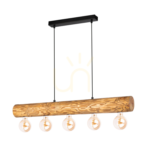 Prüfen Hängeleuchte „Core“, Braun/Schwarz, 5xE27, 90 cm
