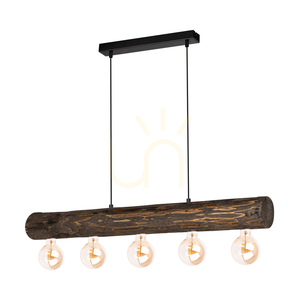 Prüfen Hängeleuchte „Core“, Walnuss/Schwarz, 5xE27, 90 cm Hängeleuchte „Core“, Walnuss/Schwarz, 5xE27, 90 cm