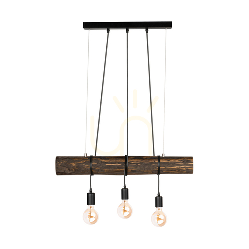 Prüfen Hikari Pendelleuchte, Nussbaum/Schwarz, 3xE27, 70 cm