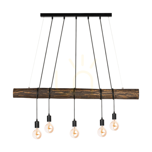 Prüfen Hikari Pendelleuchte, Walnuss/Schwarz, 5xE27, 115 cm
